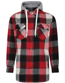 Bigdude Hooded Check Flannel Shirt Red